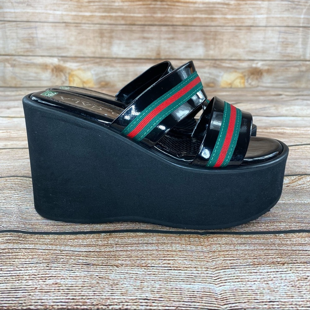 LA GALA Platform Wedge Sandals Women Size 6/6.5 Slip on Sandals - NEW